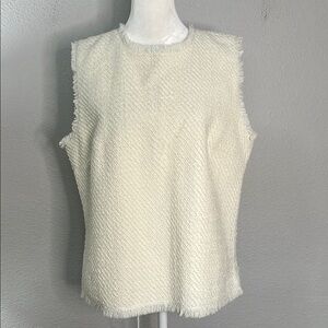 Ann Taylor Tweed Fringe Shell Size Large